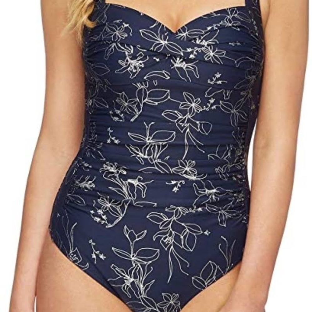 Nip Tuck Swim Garden Line Foil Tummy Control One Piece Swimsuit